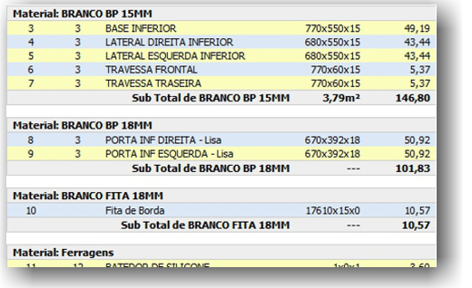 Exemplo de orçamento e romaneio gerados no Projje